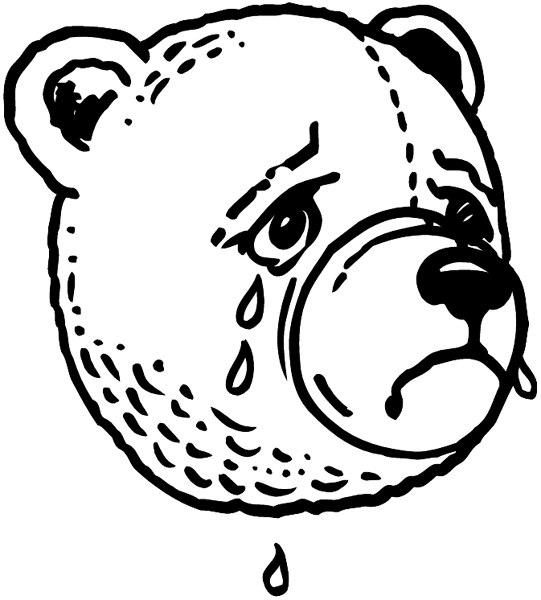 Tearful teddy bear head vinyl sticker. Customize on line. Toys 094-0058